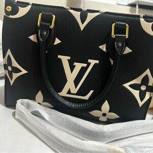 New Monogram Black and Beige Crossbody Purse, Designer Inspired, On the Go